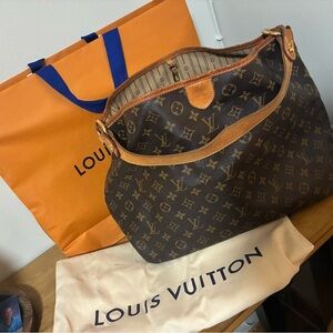 Louis Vuitton Monogram Canvas Shoulder Bag in Brown and Tan